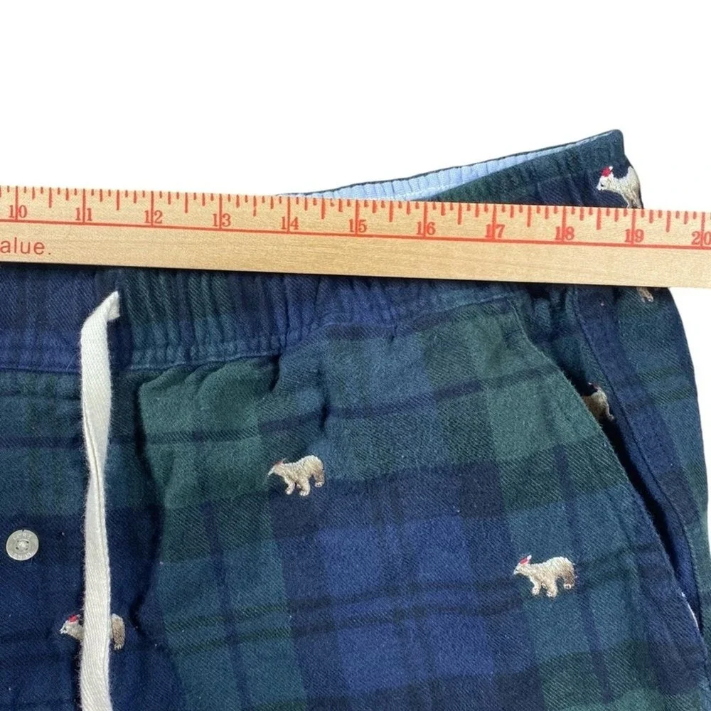 J Crew Mens XL Polar Bear Pajama Pants Plaid Flannel Christmas Embroidered